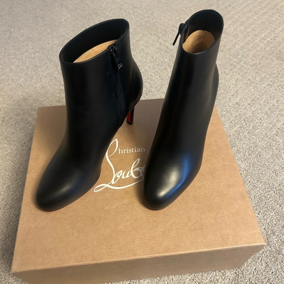 Christian Louboutin Black Leather Boots with Red Soles - Picture 2 of 2